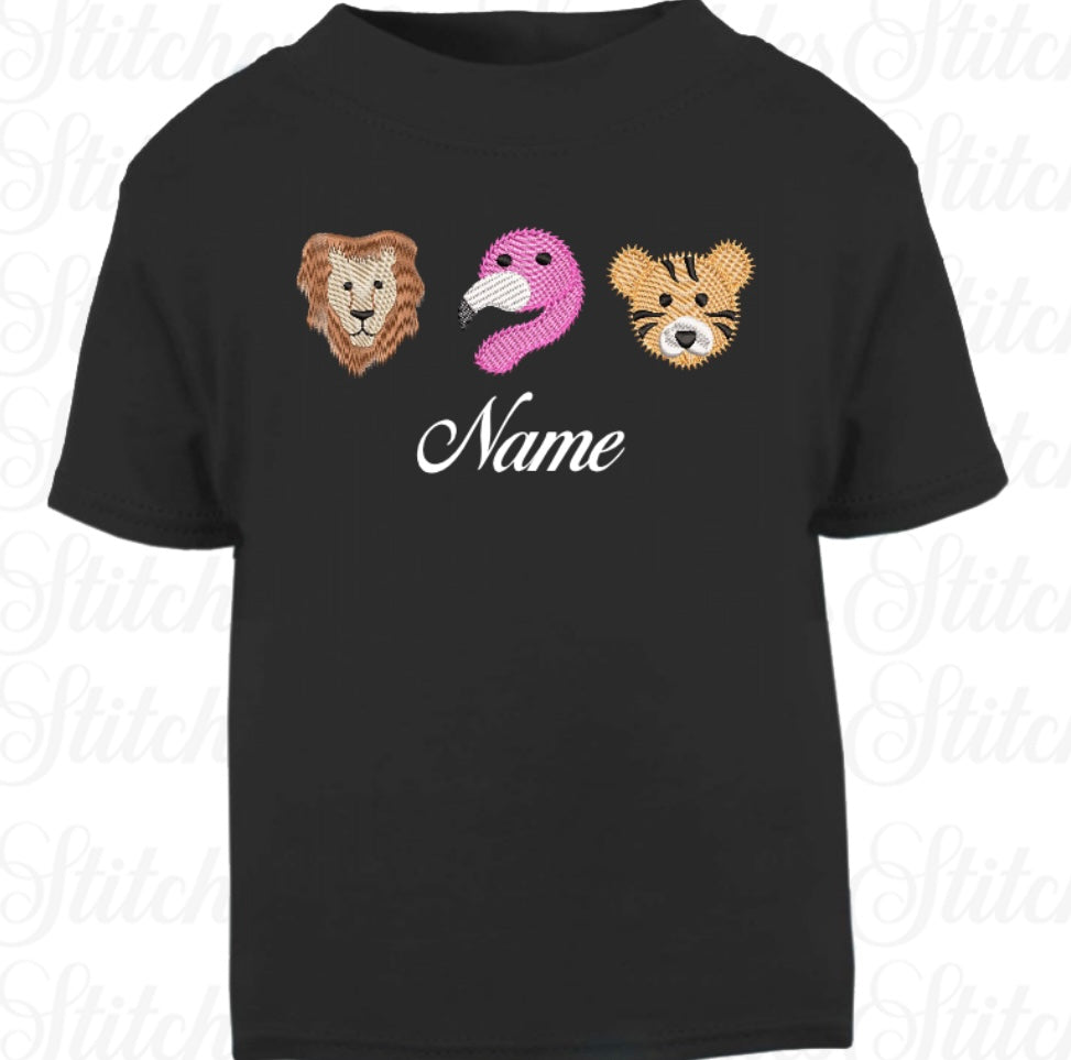 Embroidered Safari Animals T-shirt