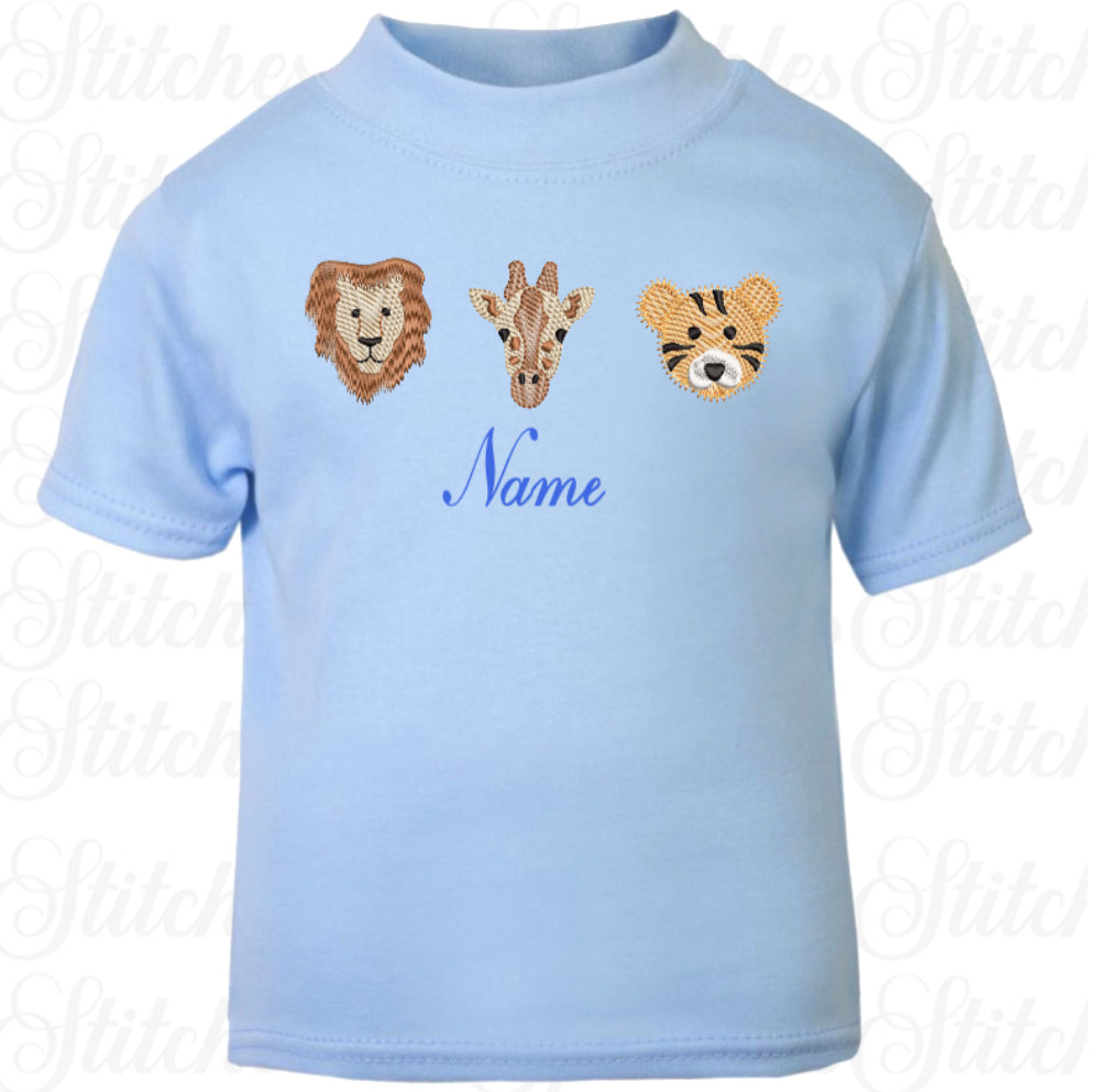 Embroidered Safari Animals T-shirt