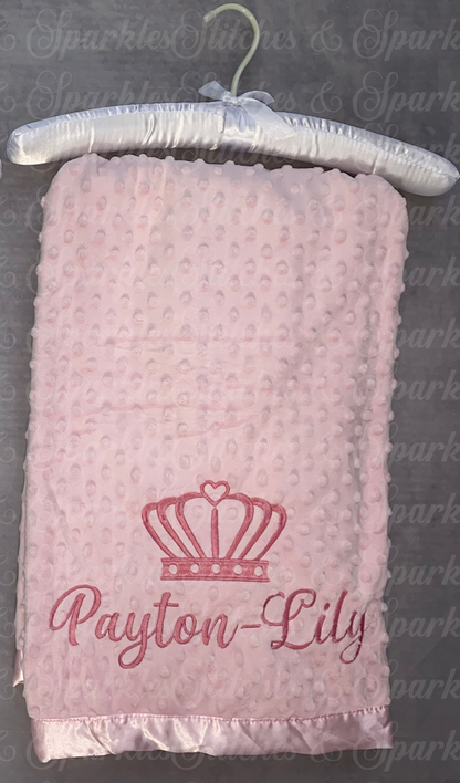 Embroidered Crown Luxury Dimple Blanket