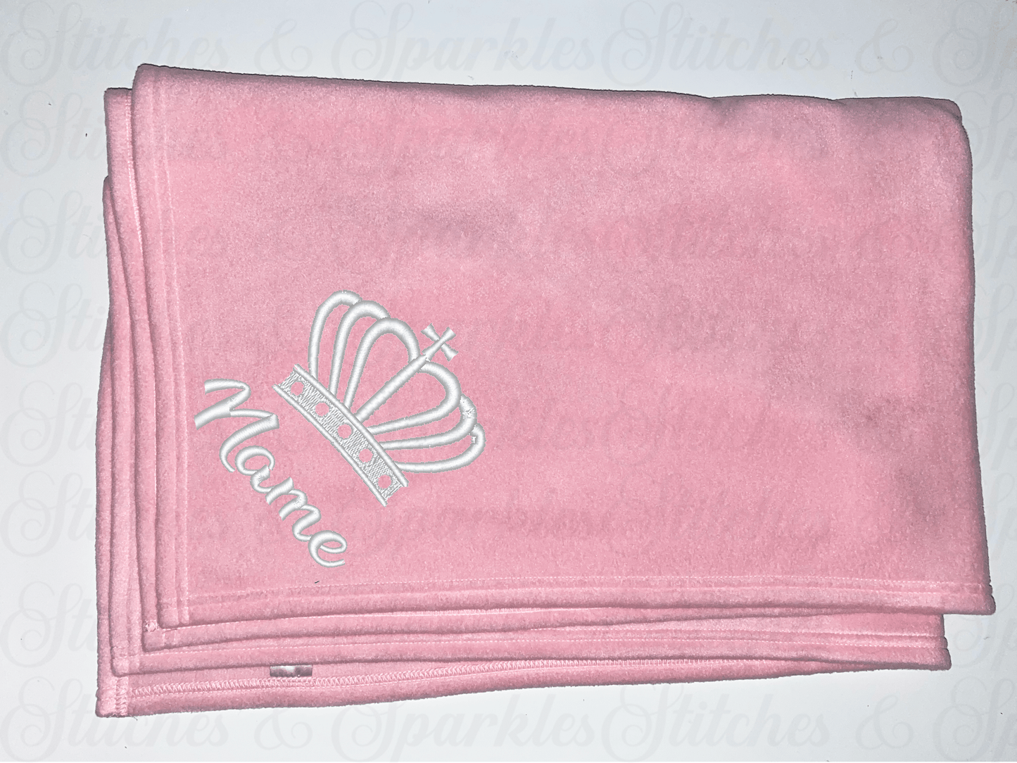 Embroidered Crown Fleece Blanket
