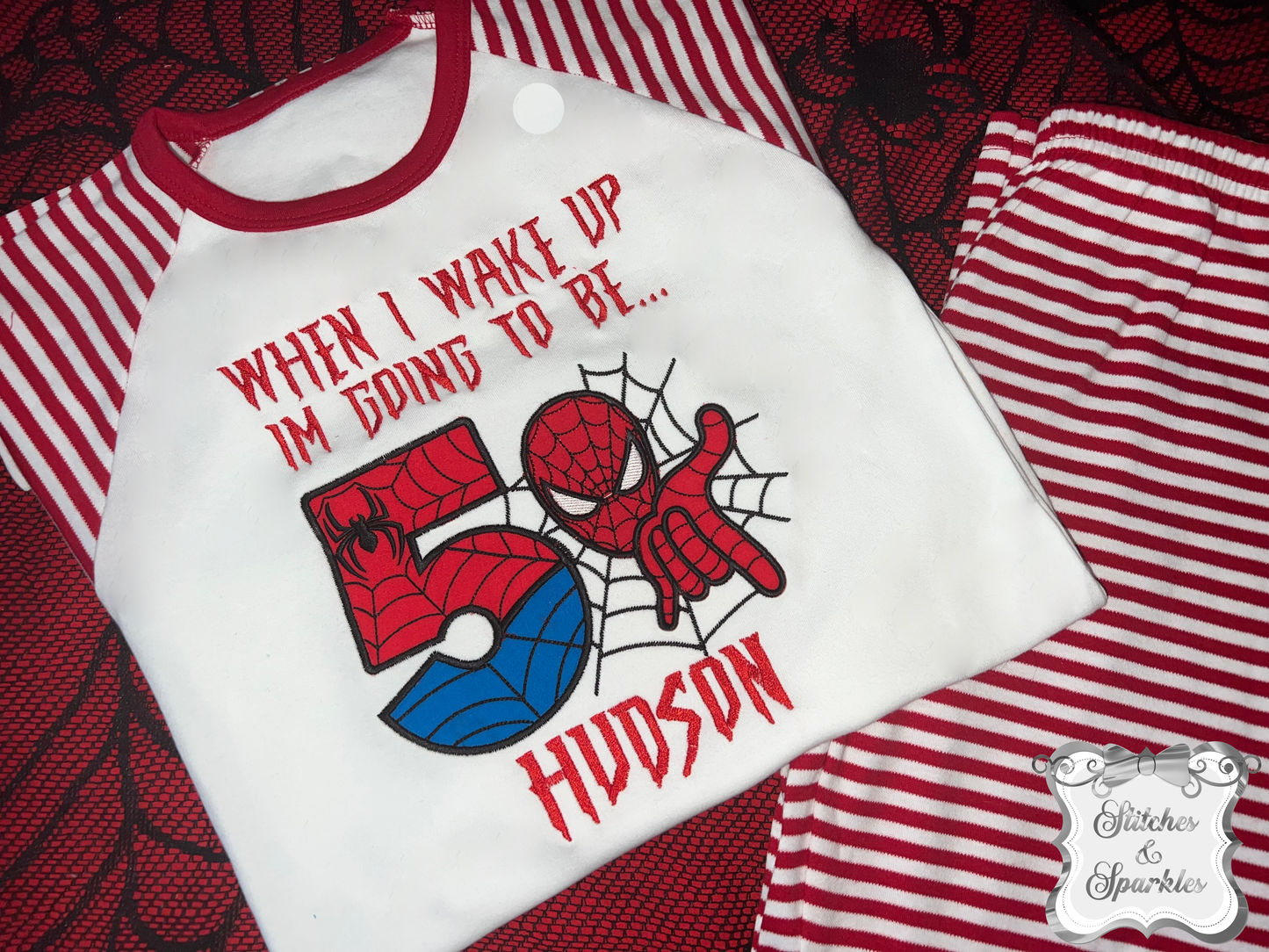 Embroidered Spiderman Birthday Eve Pyjamas
