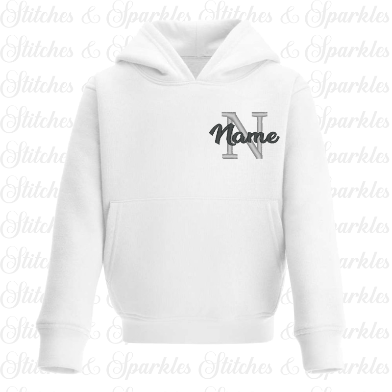Embroidered Pull on Hoodie - Initial & Name Design
