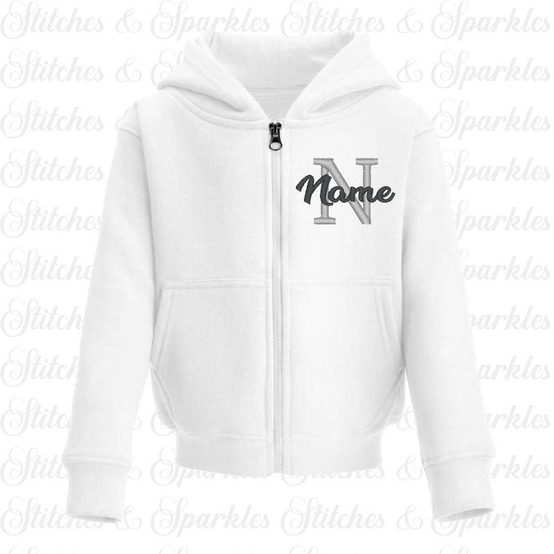 Embroidered Zip Up Hoodie Jacket - Initial & Name