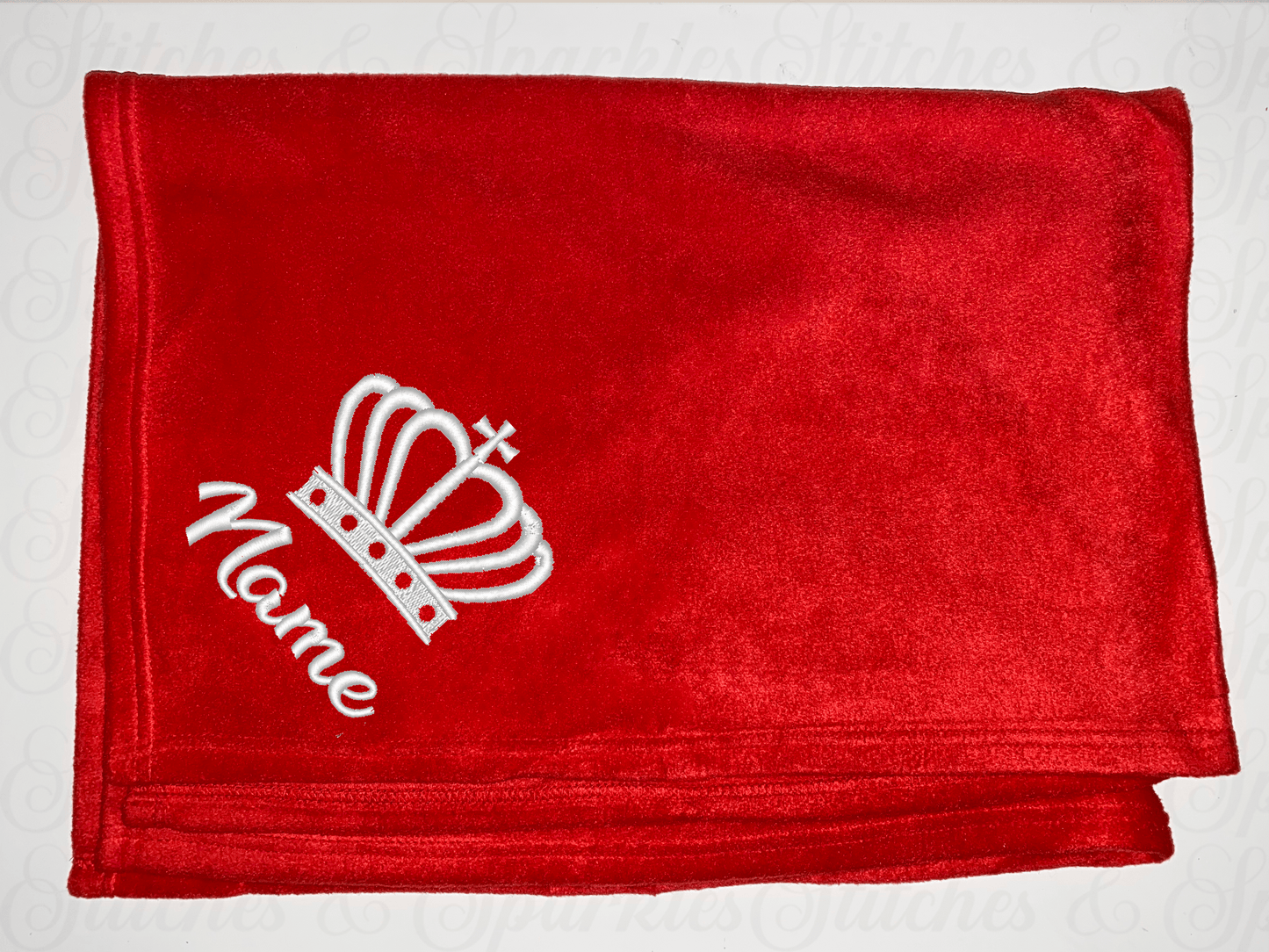 Embroidered Crown Fleece Blanket